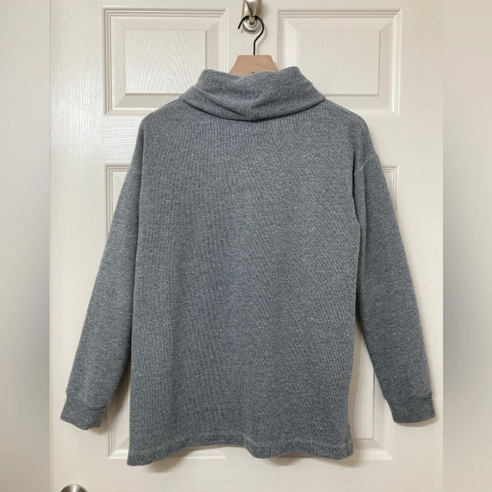 J. Crew Women’s Gray Oversized Funnel Neck Pullover Fleece Sweatshirt Small Cozy